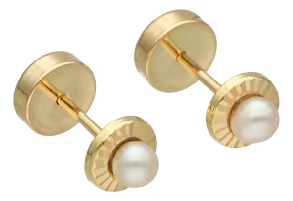 Aros PERLA FACETADOS Oro 18k