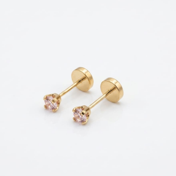 Aros CHISPA ROSA Oro 18k